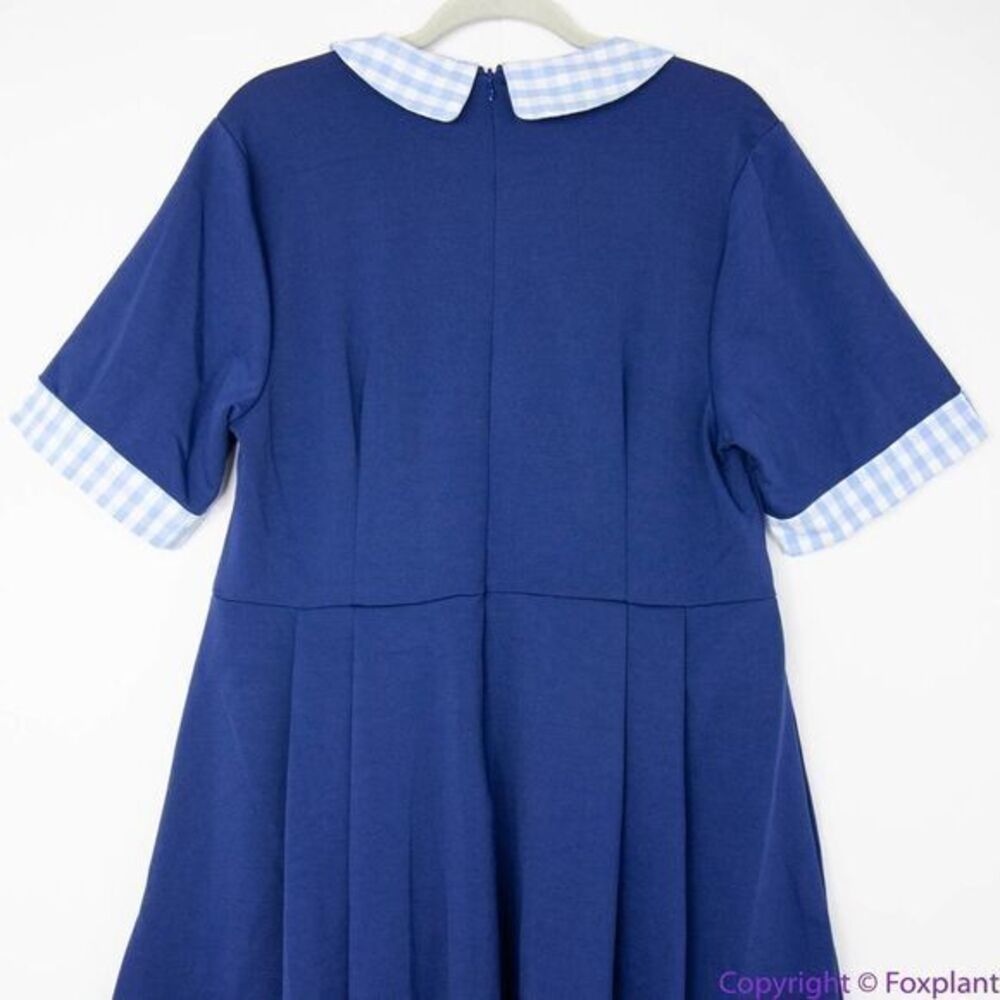 Unique Vintage Gwynnie Bee Gingham Collar Navy Fit-And-Flare Dress, 3X - Picture 8 of 16